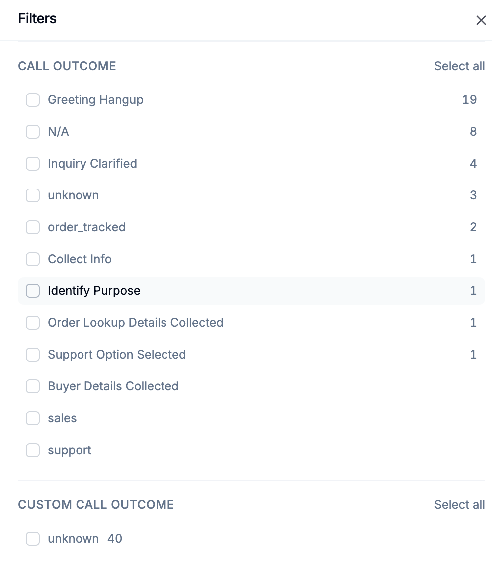 Calloutcomeandcustomoutcomefilters