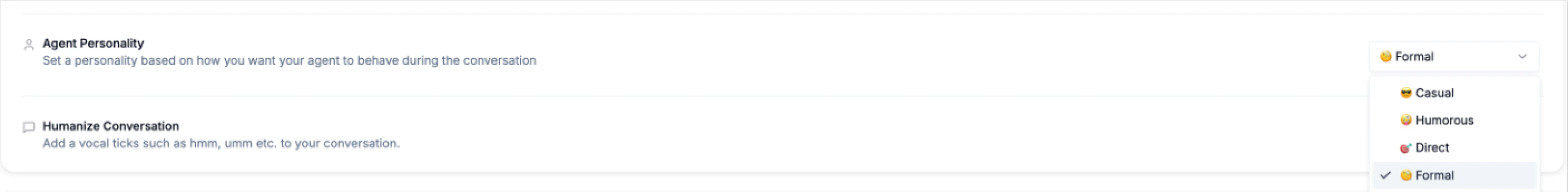 Personality Andconversation Settings