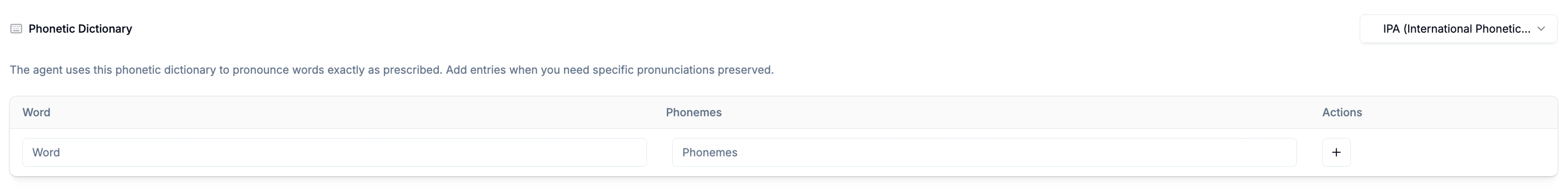 Phonetic Dictionary Settings