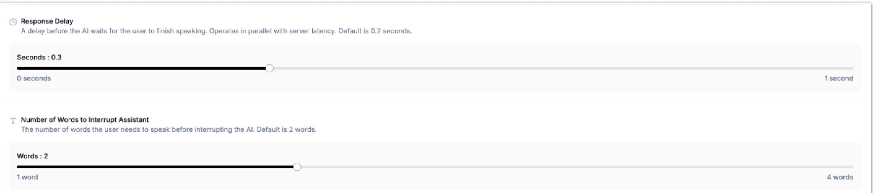 Response Delay Settings