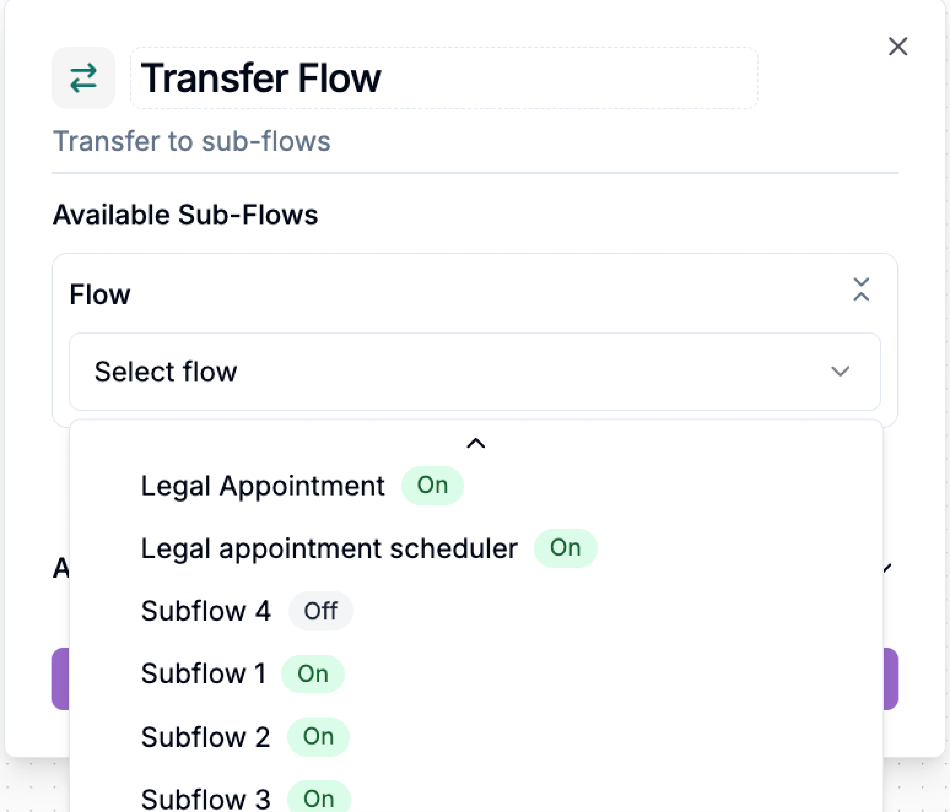 Select Subflows For Routing Destinations Select Subflows For Routing Destinations