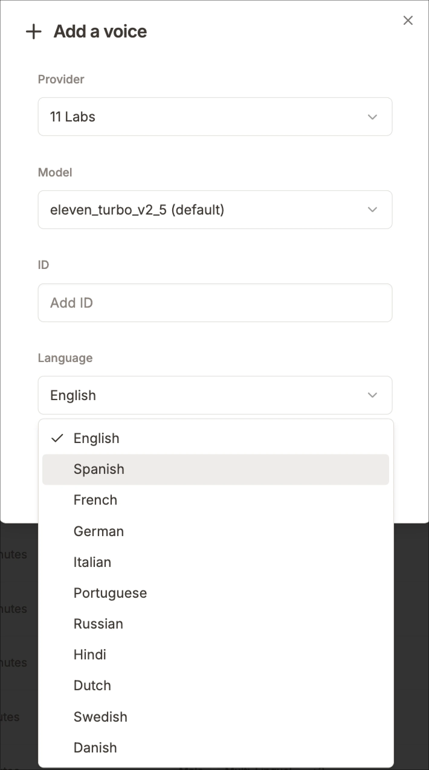 Select Voice Language 1 Select Voice Language 1