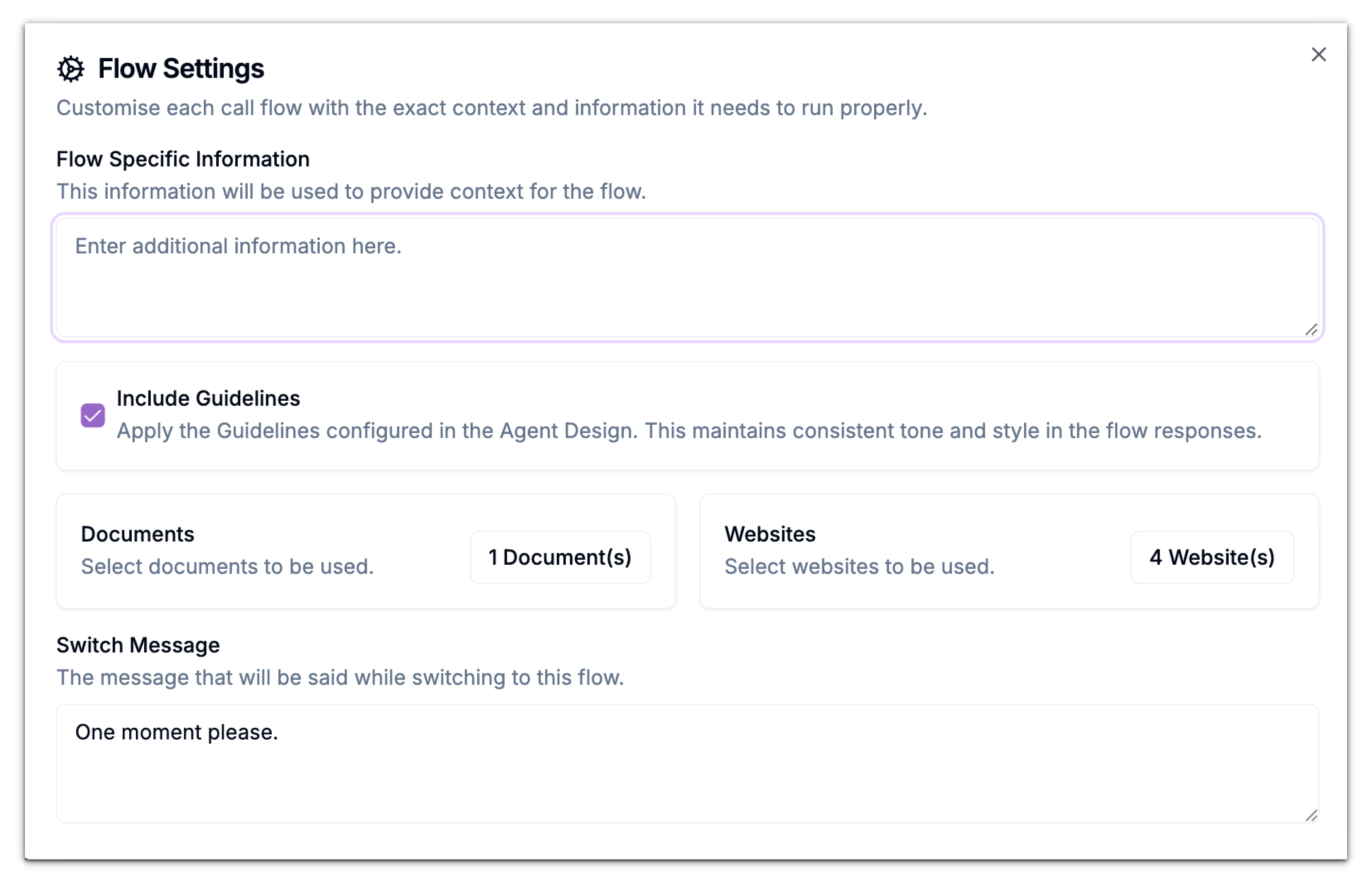 Agent Flow Settings Pn