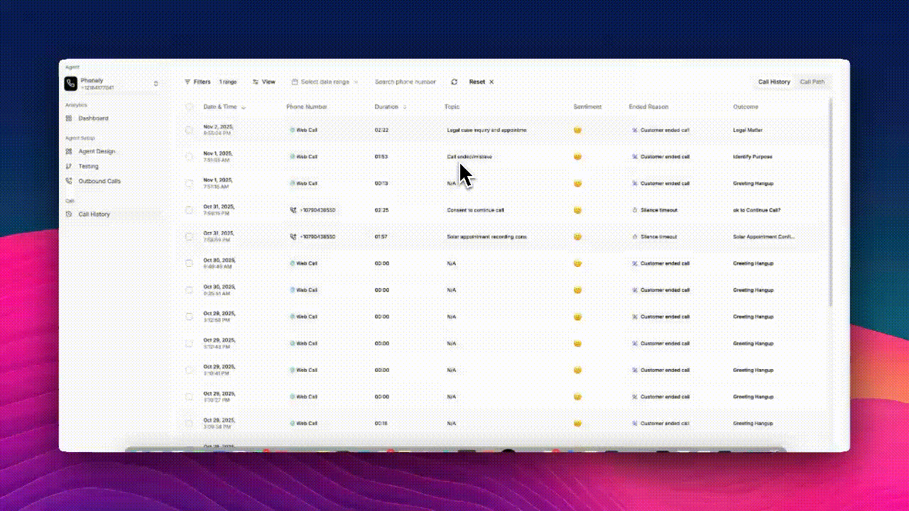 Call History Filters Gi