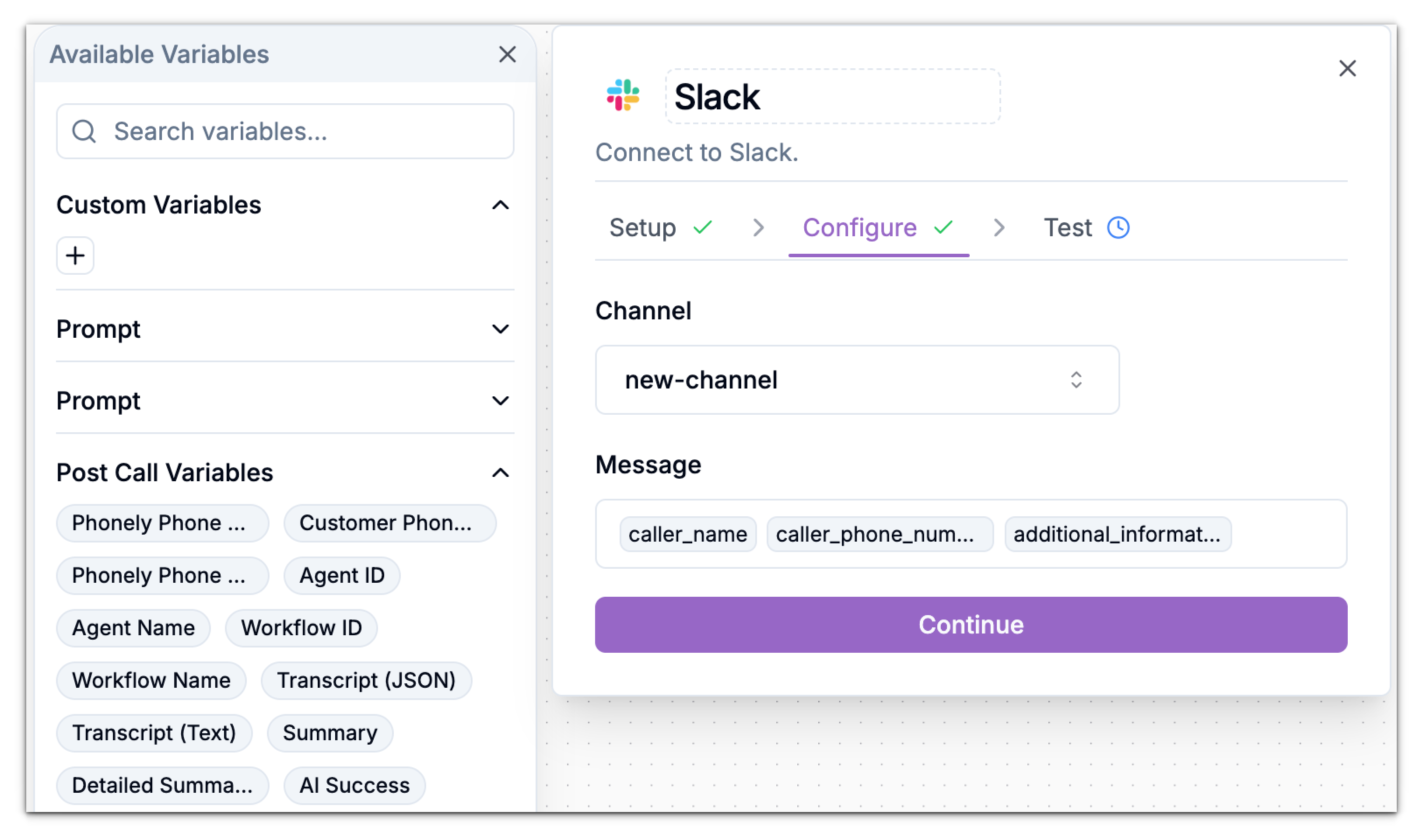 Configure Slack Connection Pn