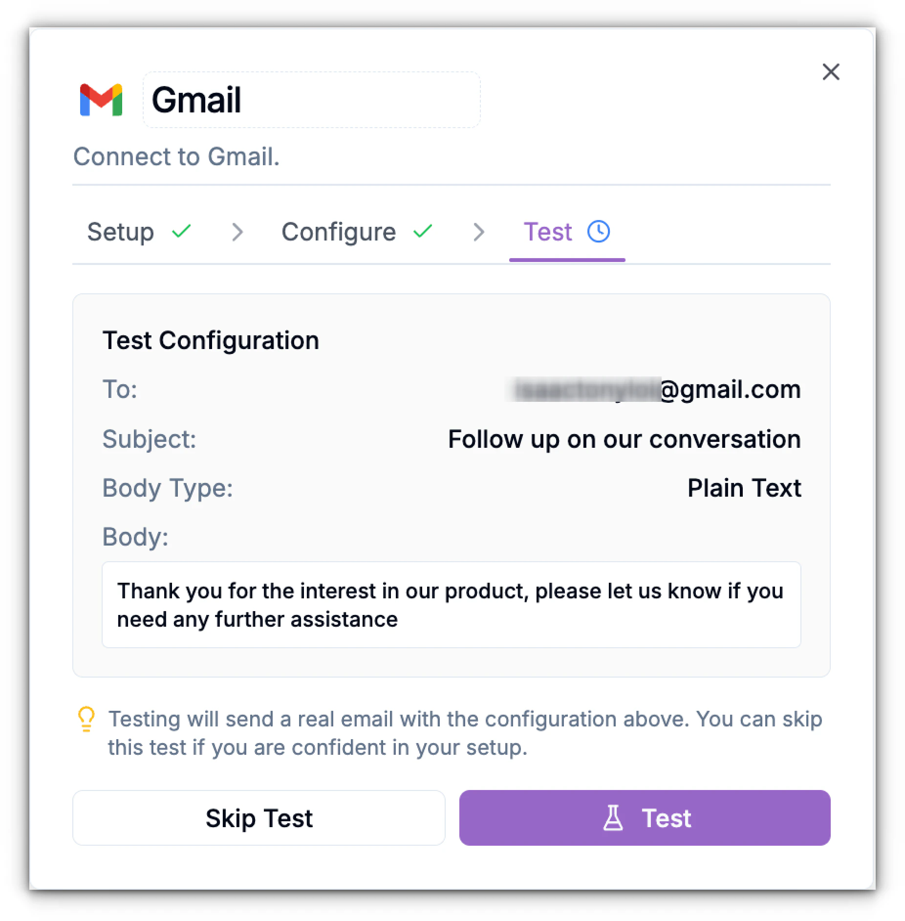 Test Gmail Connection Pn
