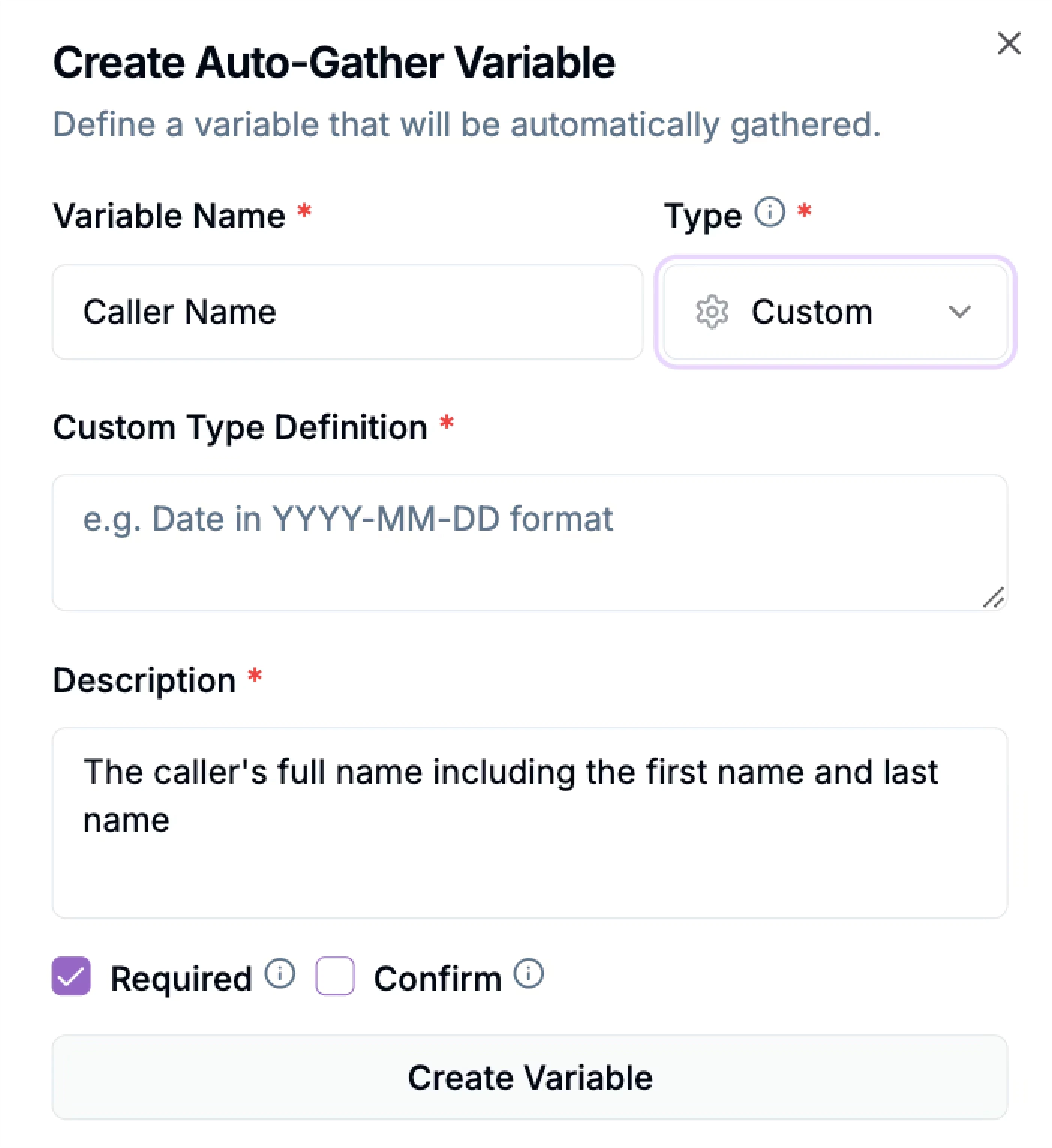 Custom Variable Definition Custom Variable Definition