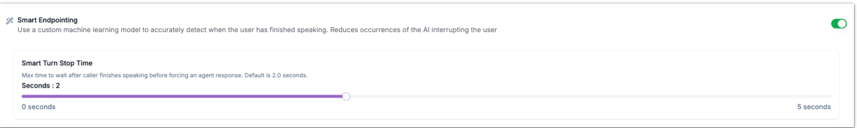 Smart Endpointing Settings