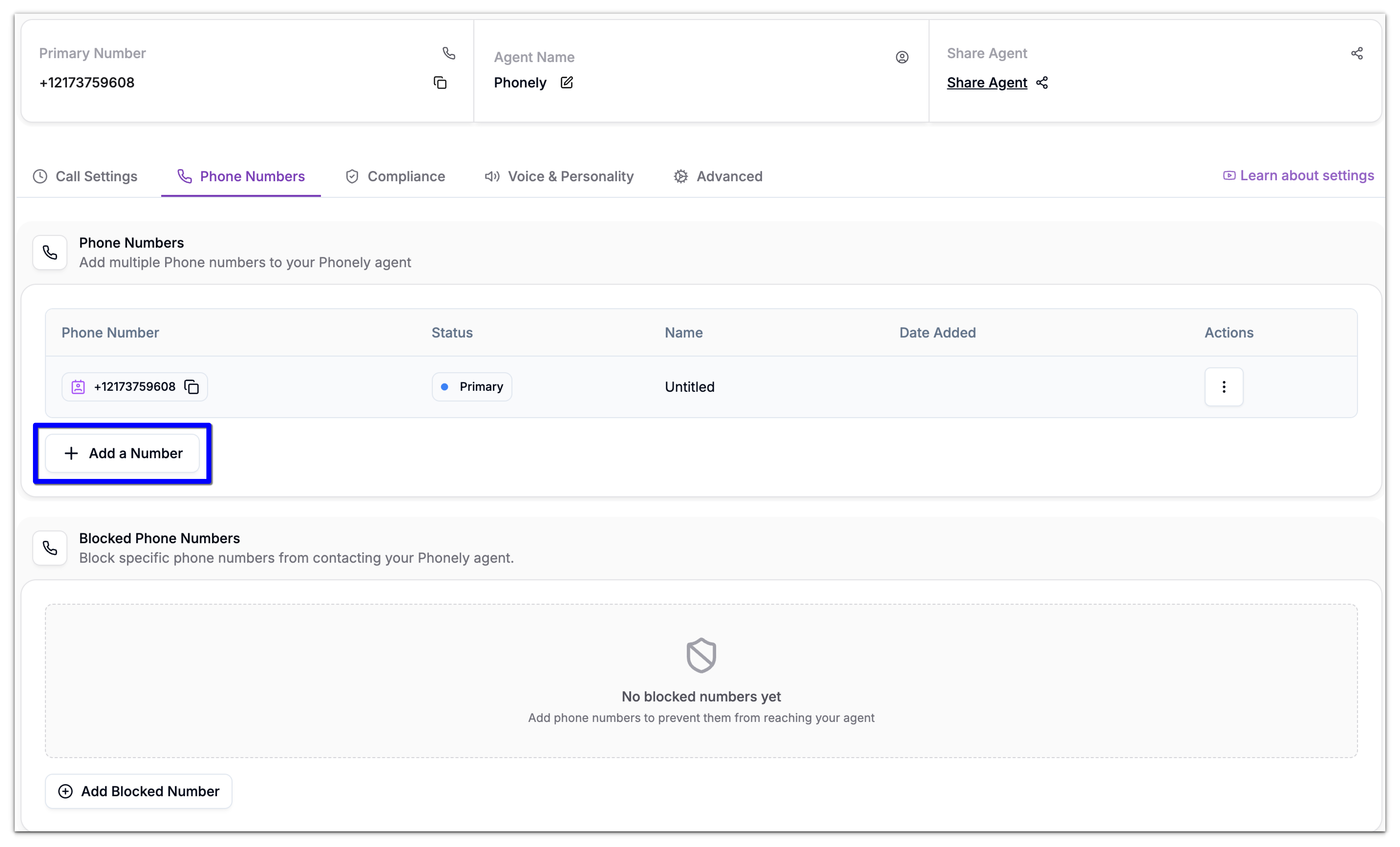 Add Phone Number Phonely Pn
