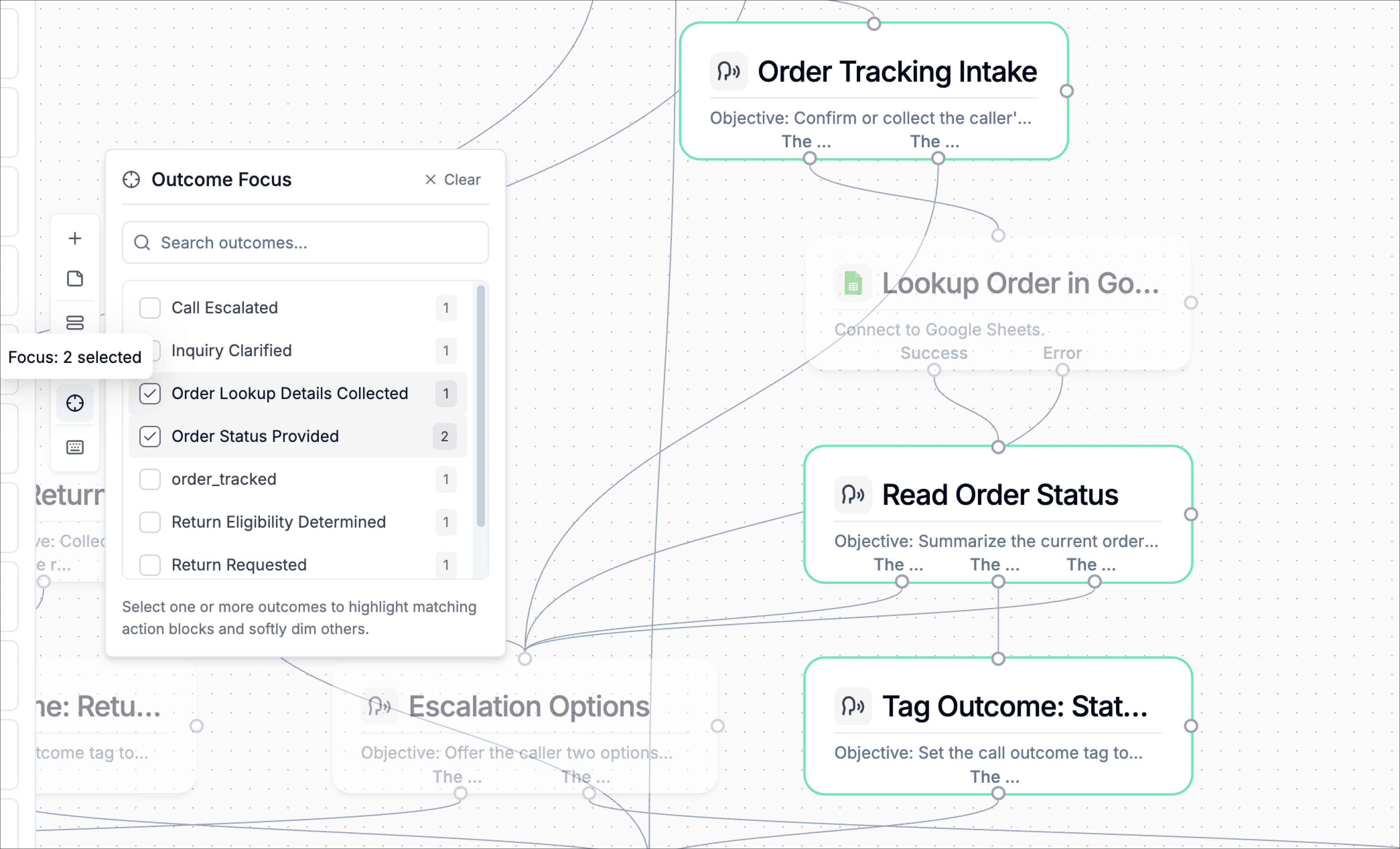 Selectspecifiedcalloutcomes