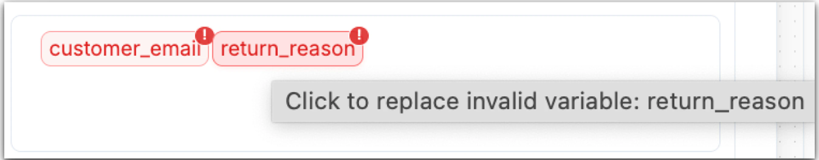 Invalid Variables Tool Tip