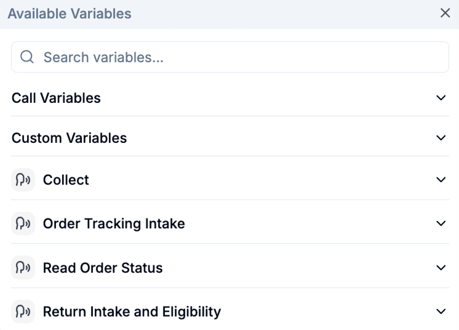 List Of Available Variables List Of Available Variables