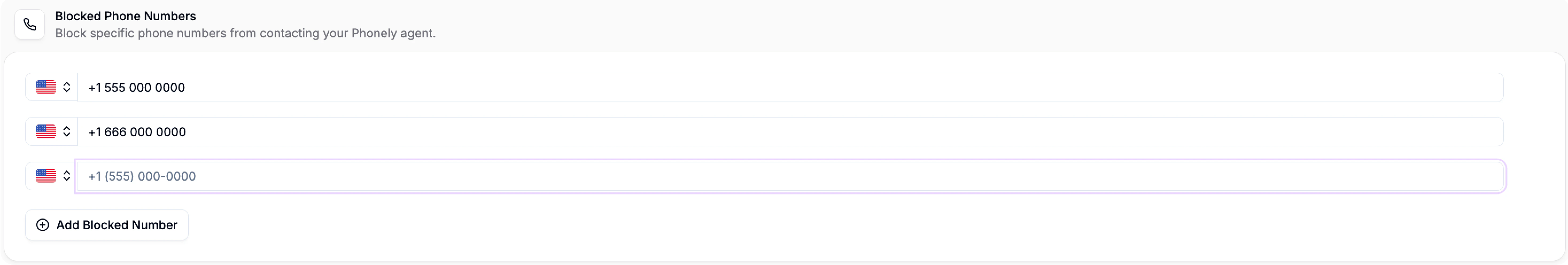 Manage Bocked Phone Numbers Manage Bocked Phone Numbers