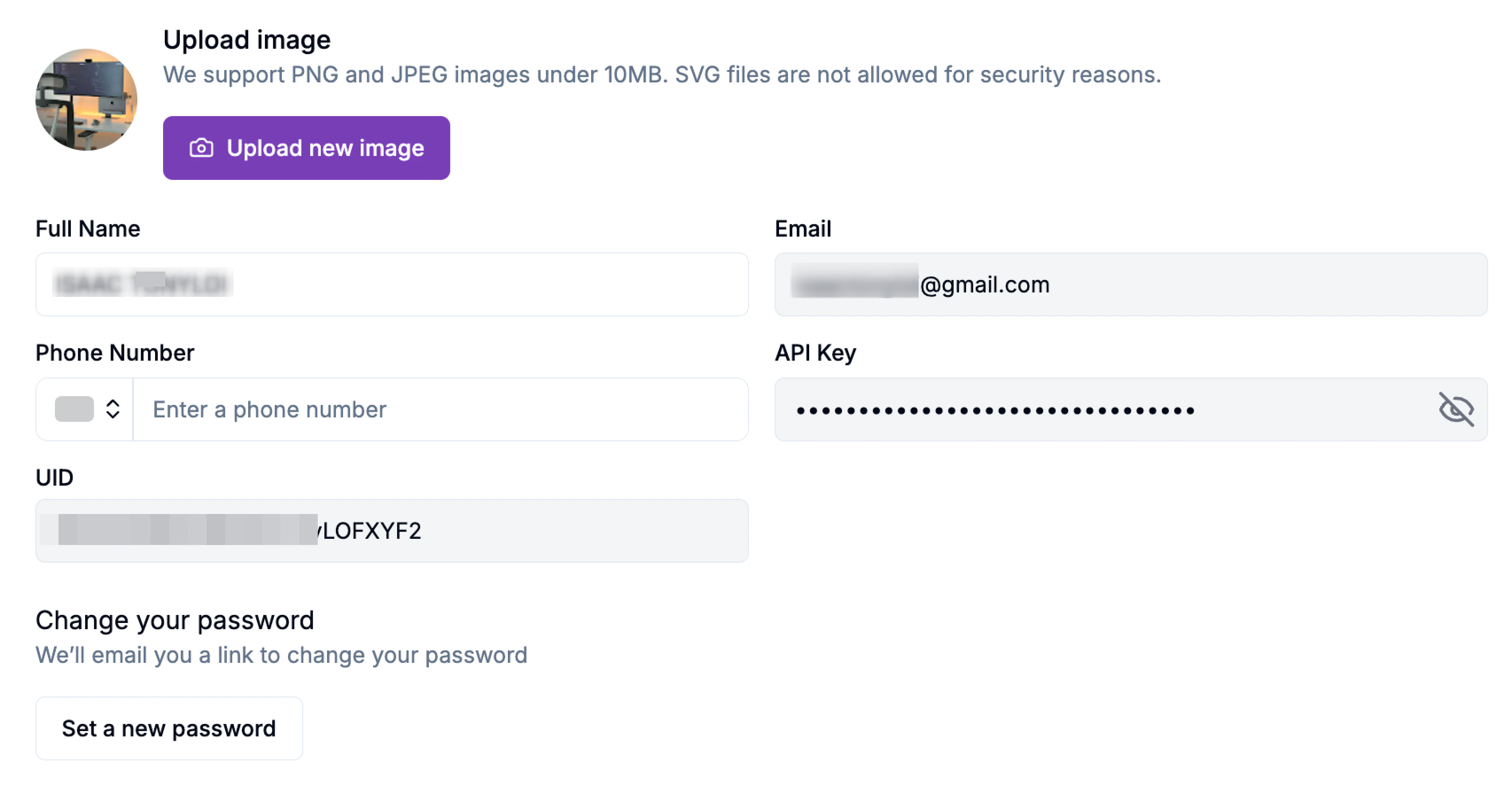 Change Password Settings