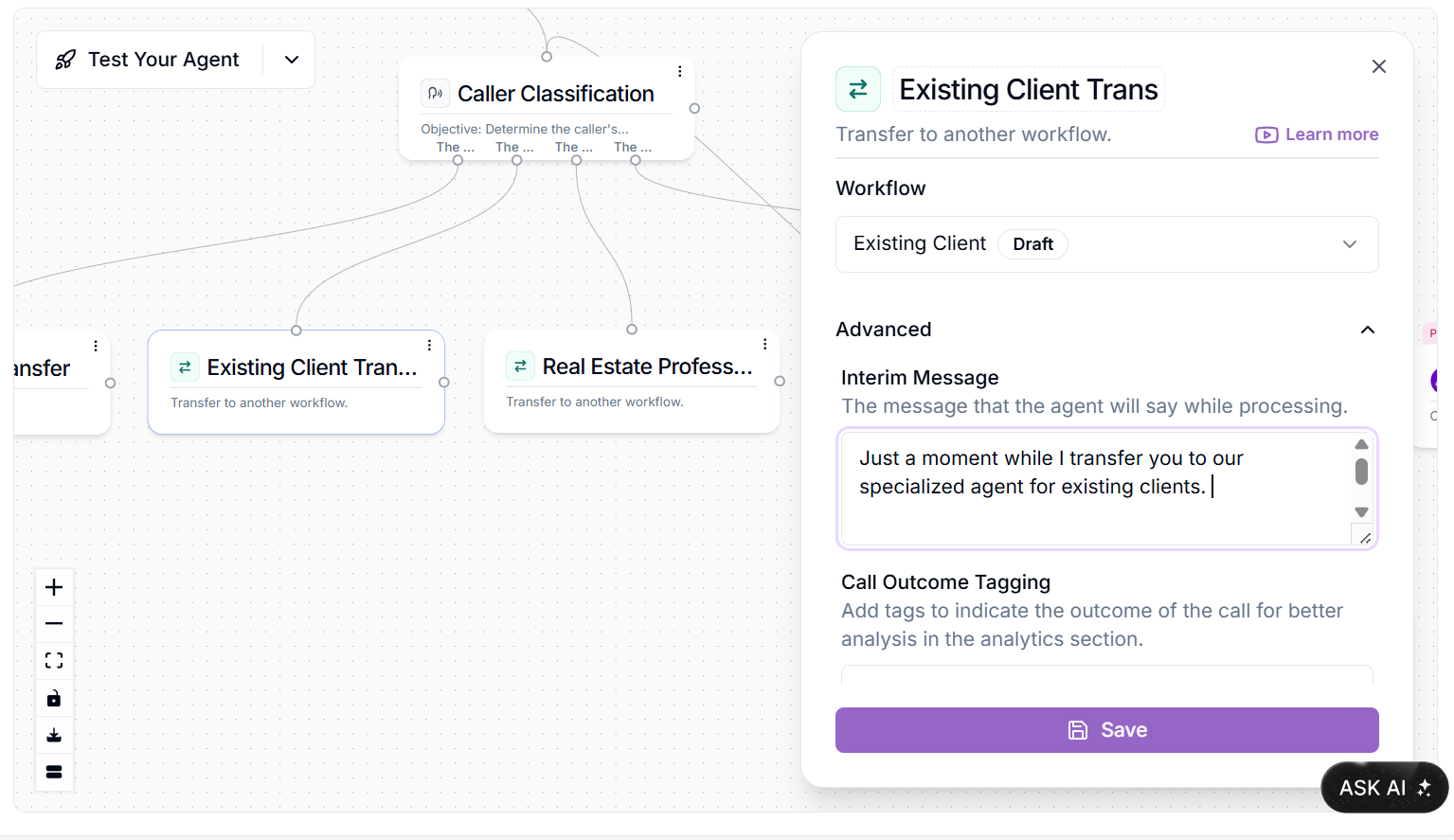 Transfer Flow Block example
