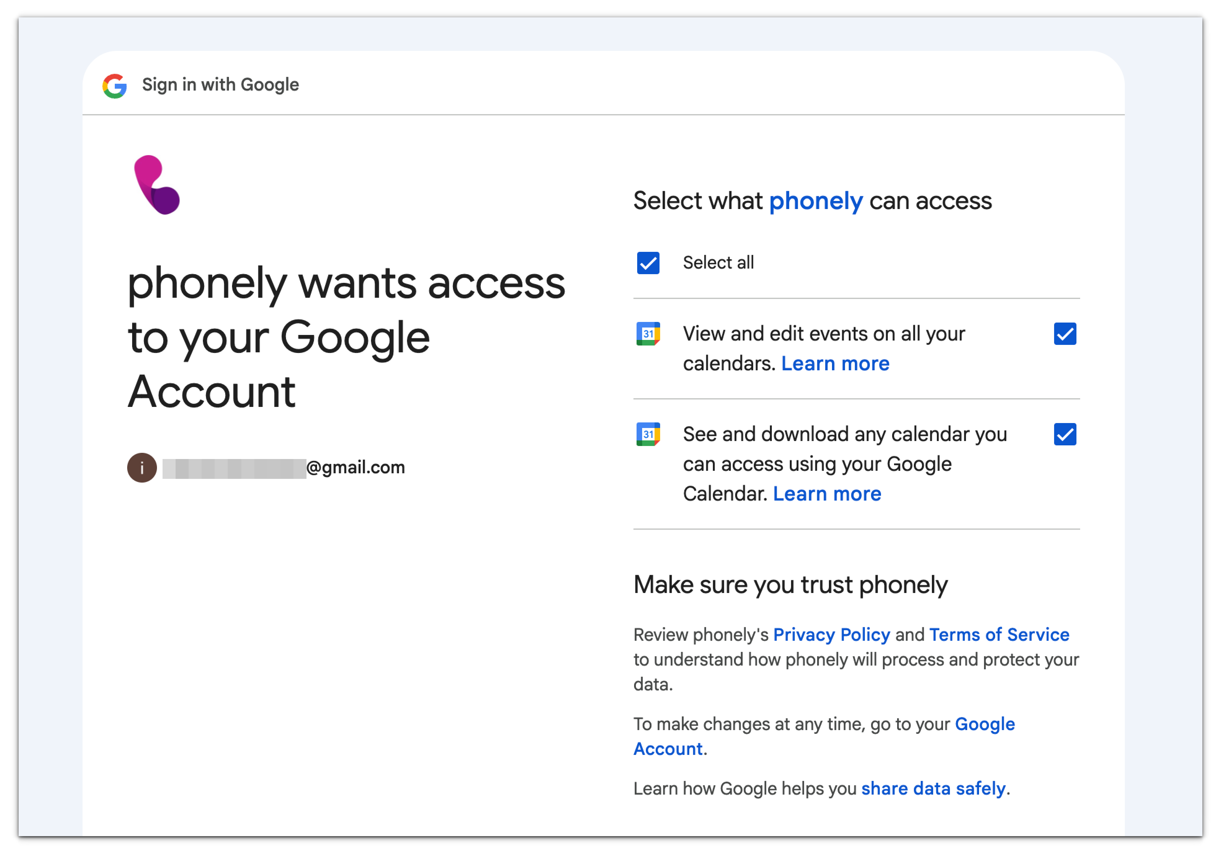 Selecting Google Permissions For Phonely Pn Selecting Google Permissions For Phonely Pn