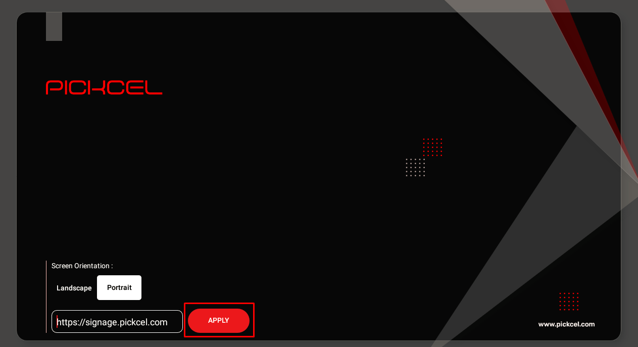 Select orientation option
