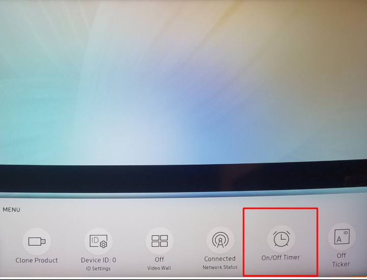 On/Off Timer option in Samsung TV menu