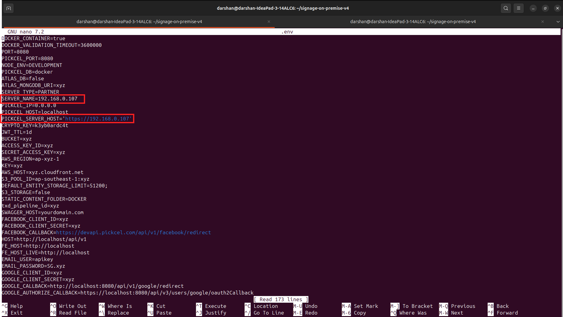 Update IP address in .env file