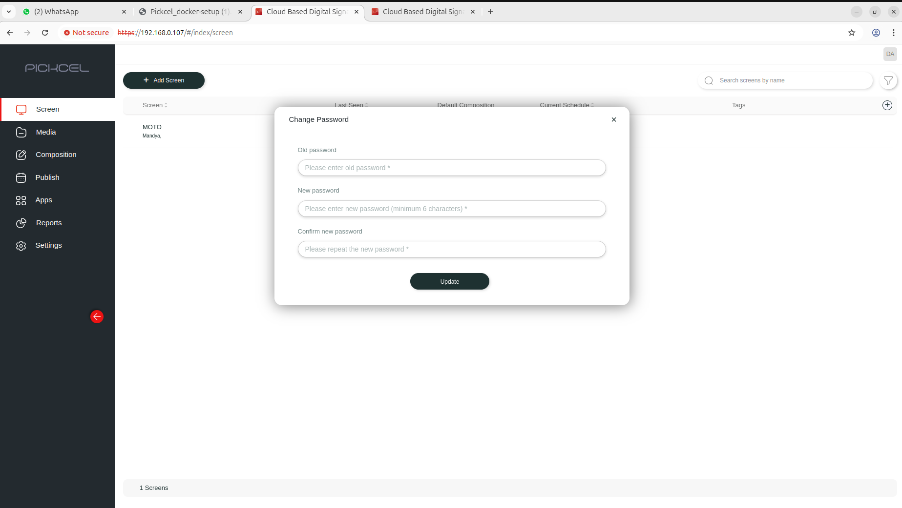 Change password form