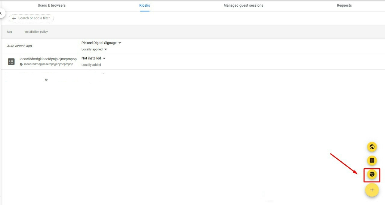 Add from Chrome Web Store in kiosk settings