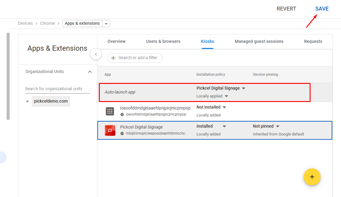 Enable auto-launch for Pickcel Digital Signage kiosk app