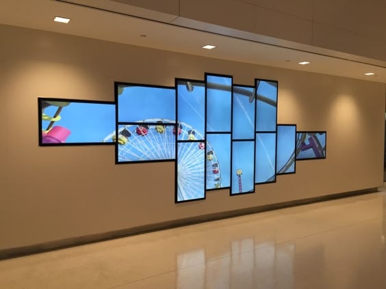 Asymmetric video wall layout
