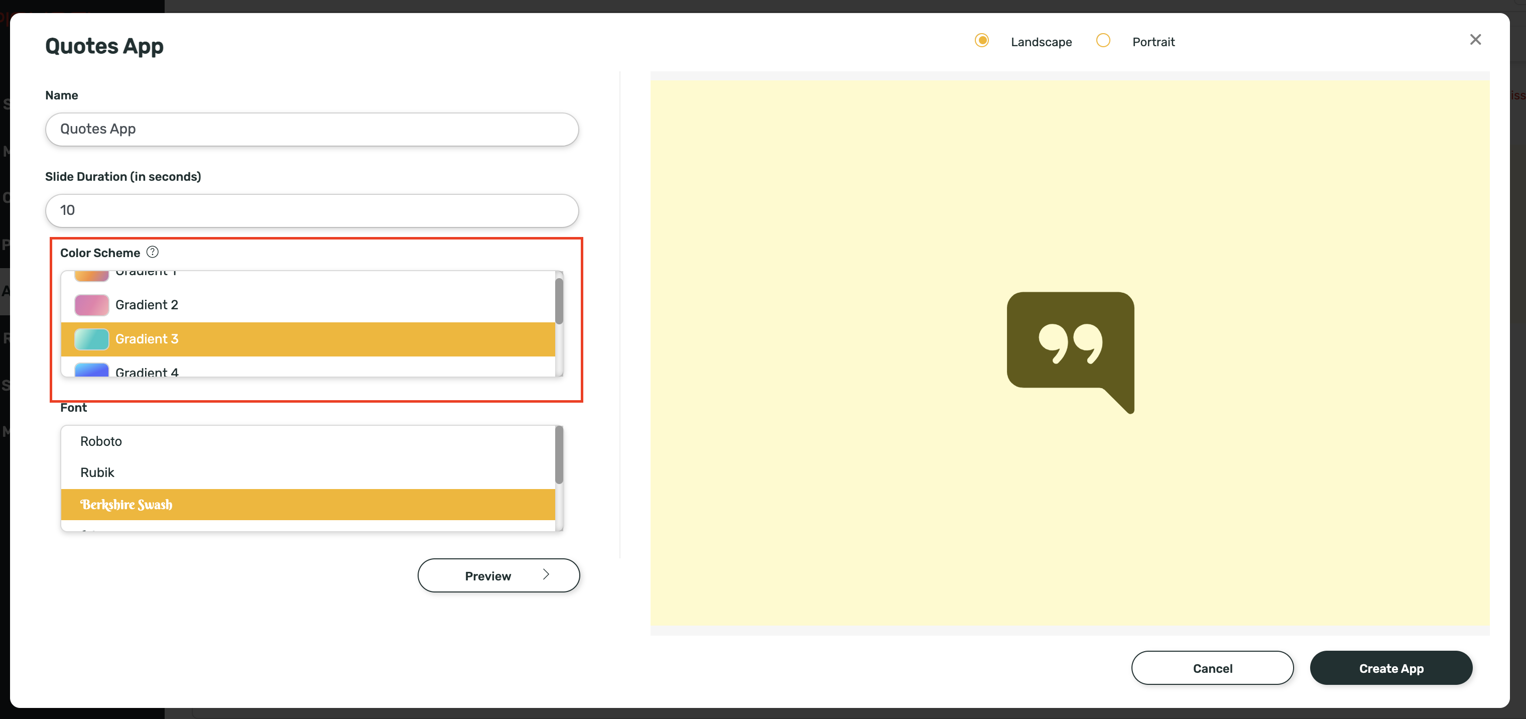 Select colour scheme
