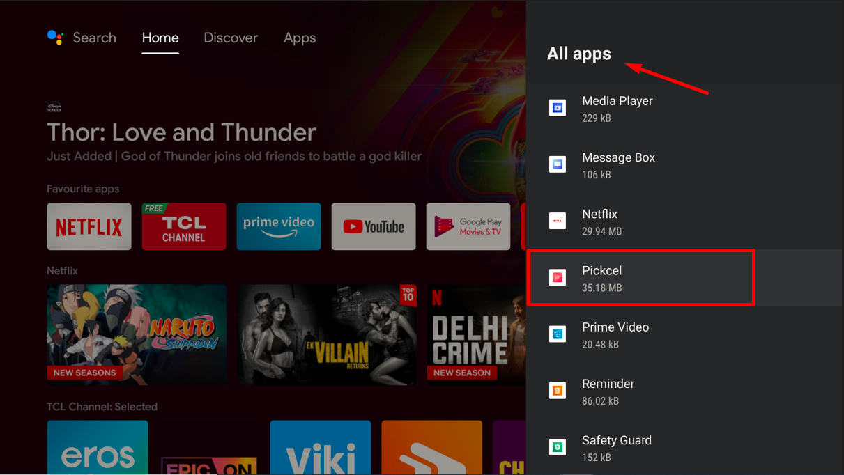 Select Pickcel app from All apps