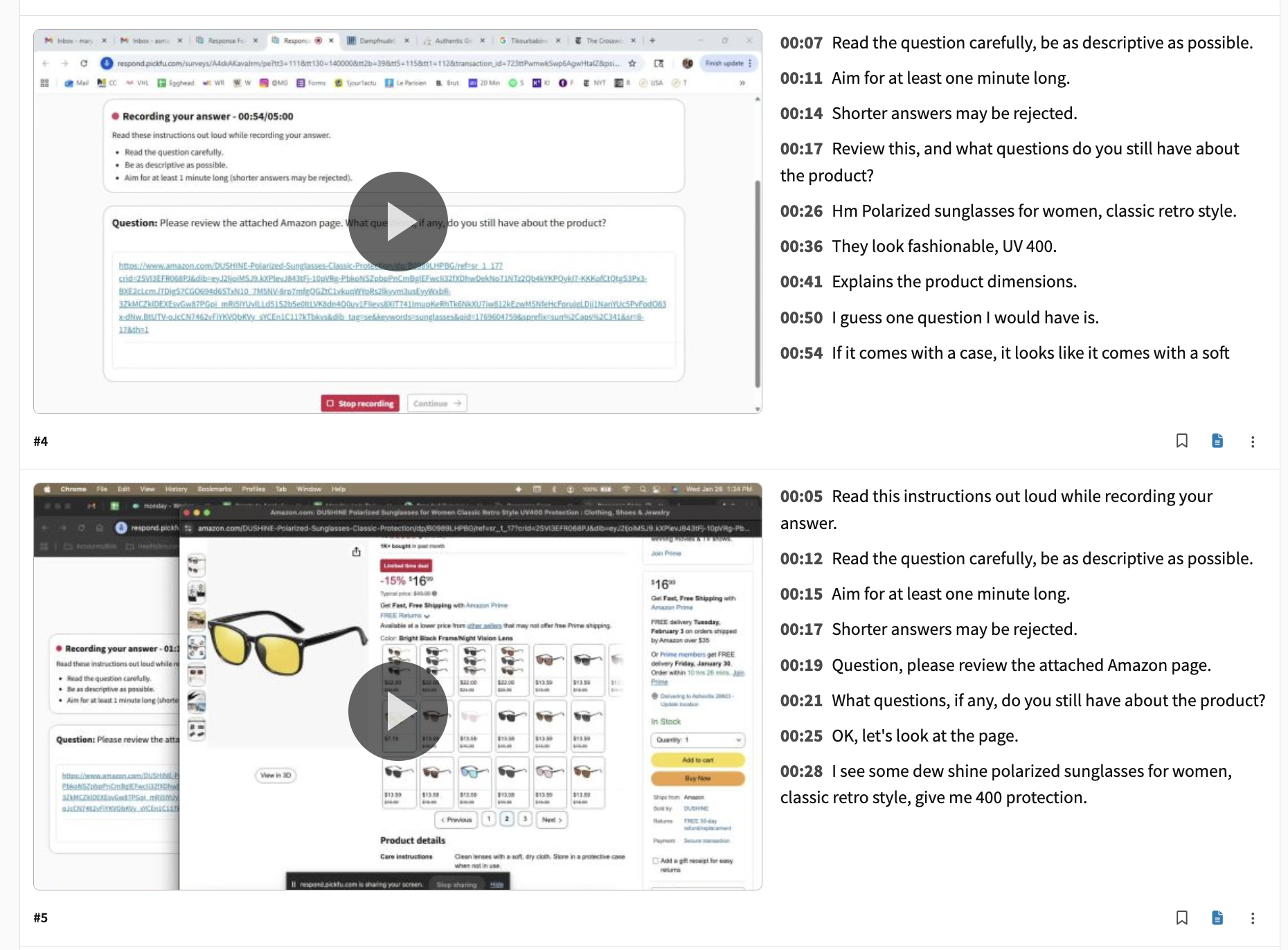 Screen Recording poll setup interface showing content upload and question field