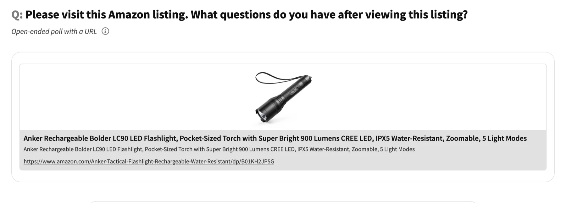 Amazon listing review example poll