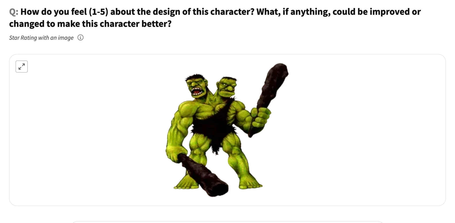 Game character feedback example poll