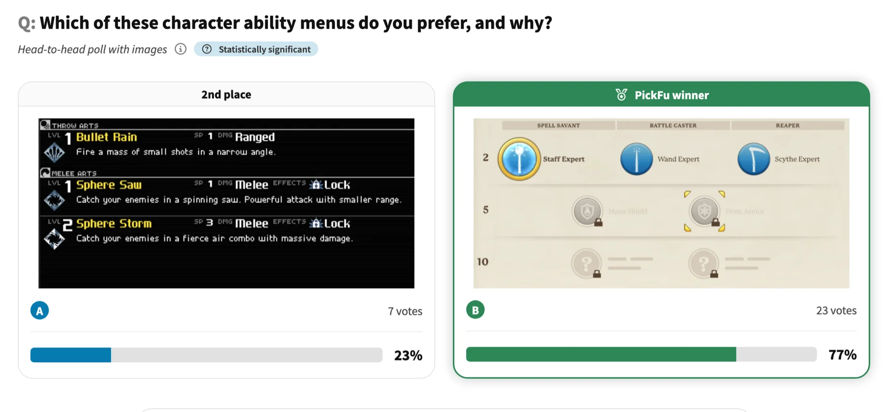 Indie game UI test example poll