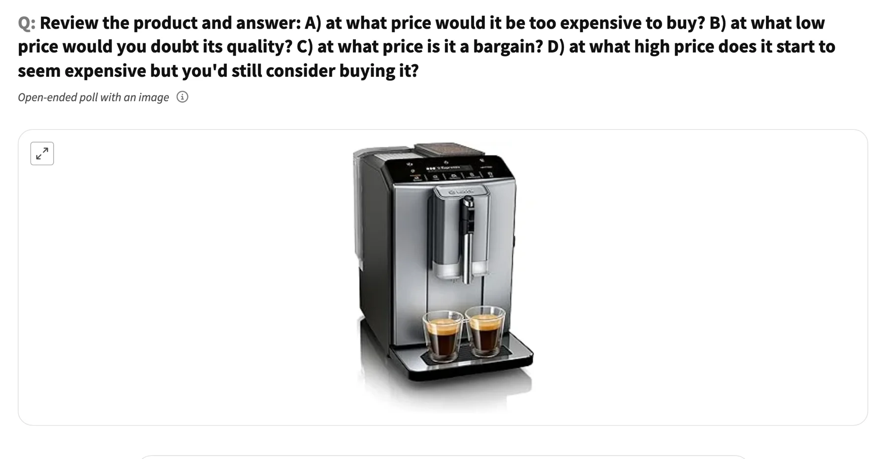 Optimal price finder example poll