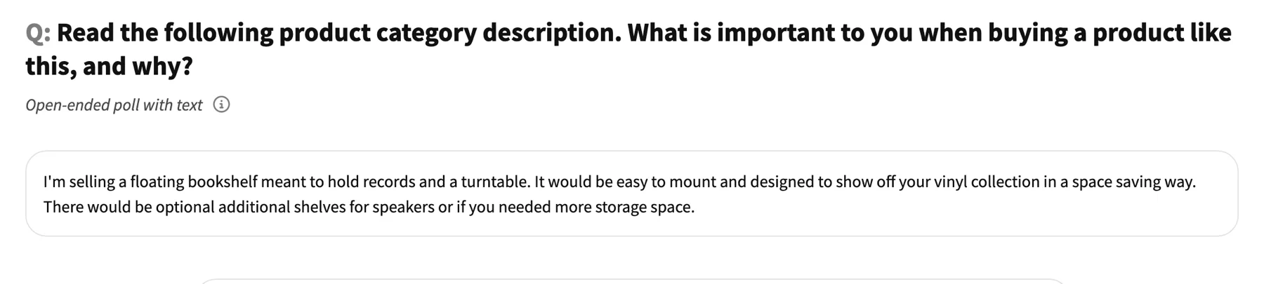 Product research example poll