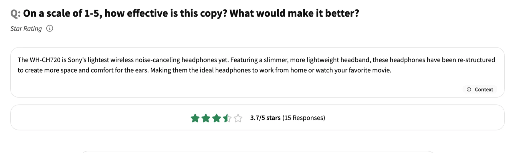 Rapid copy feedback example poll