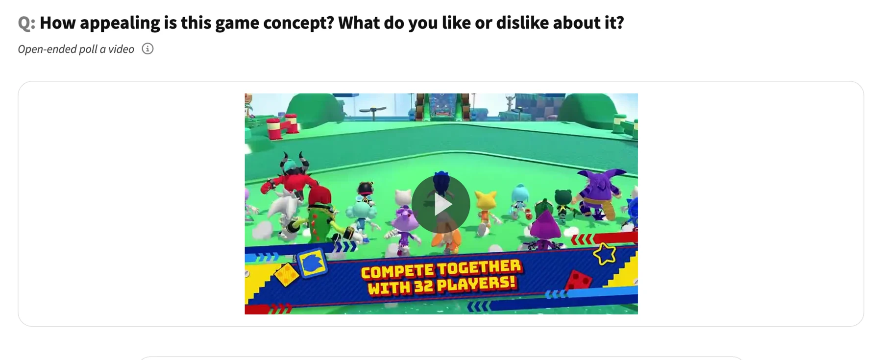 Rapid game concept feedback example poll