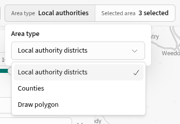 Area type menu showing Local authority districts, Counties and Draw polygon.