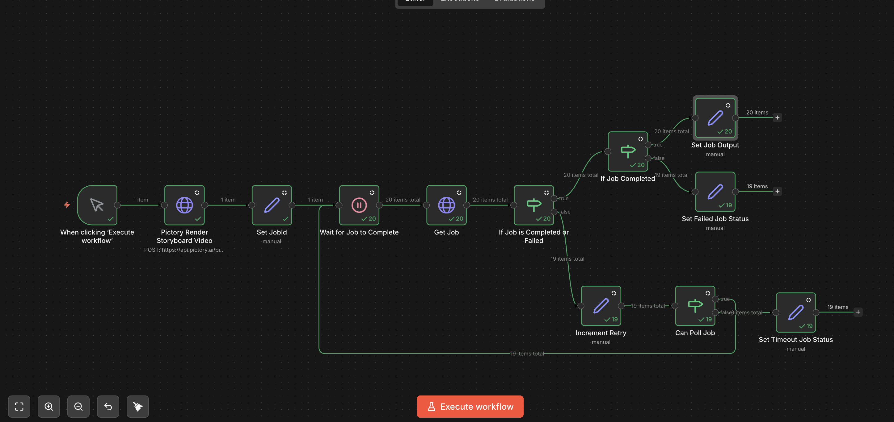 n8n workflow for Pictory API integration
