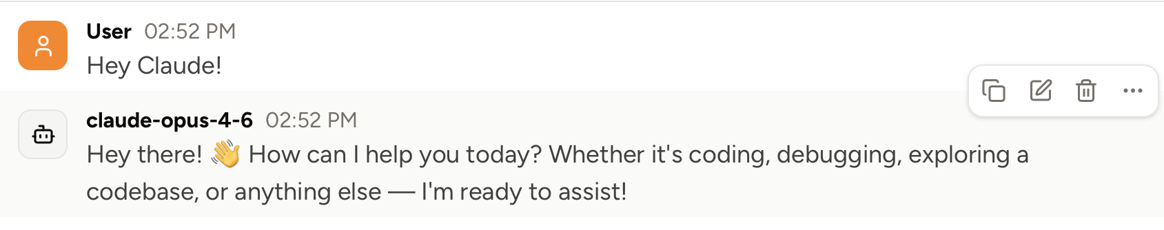 Screenshot of the new floating message action buttons