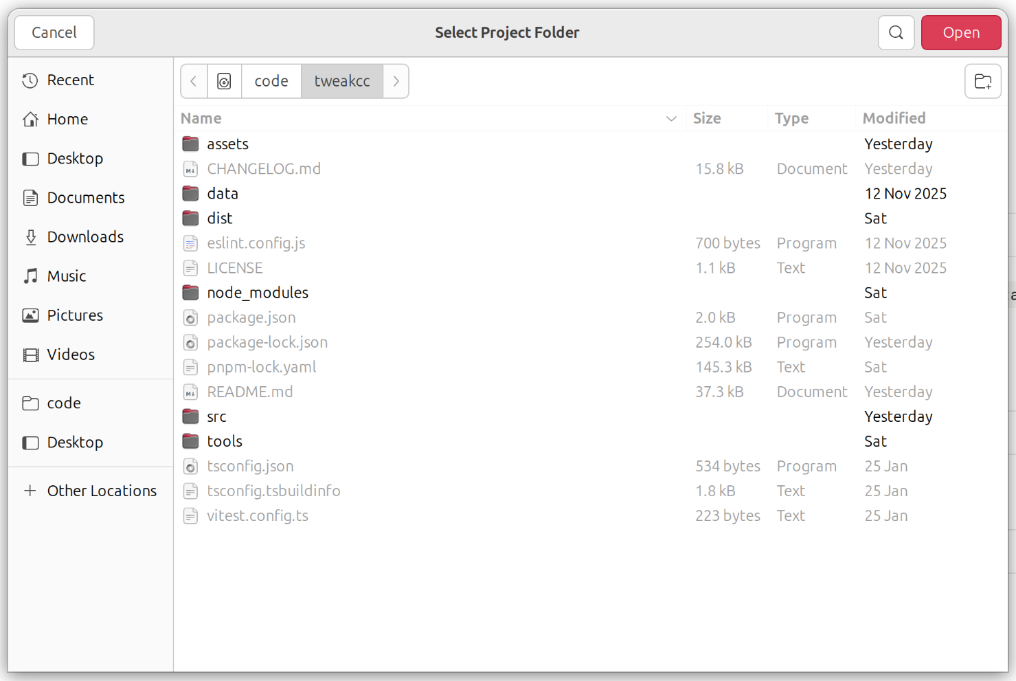 Native folder picker - Piebald