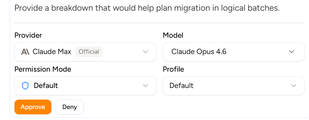 Screenshot demonstrating the ability for users to choose provider and model before launching subagent