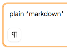 Screenshot of the button to quickly switch between rich-text and markdown