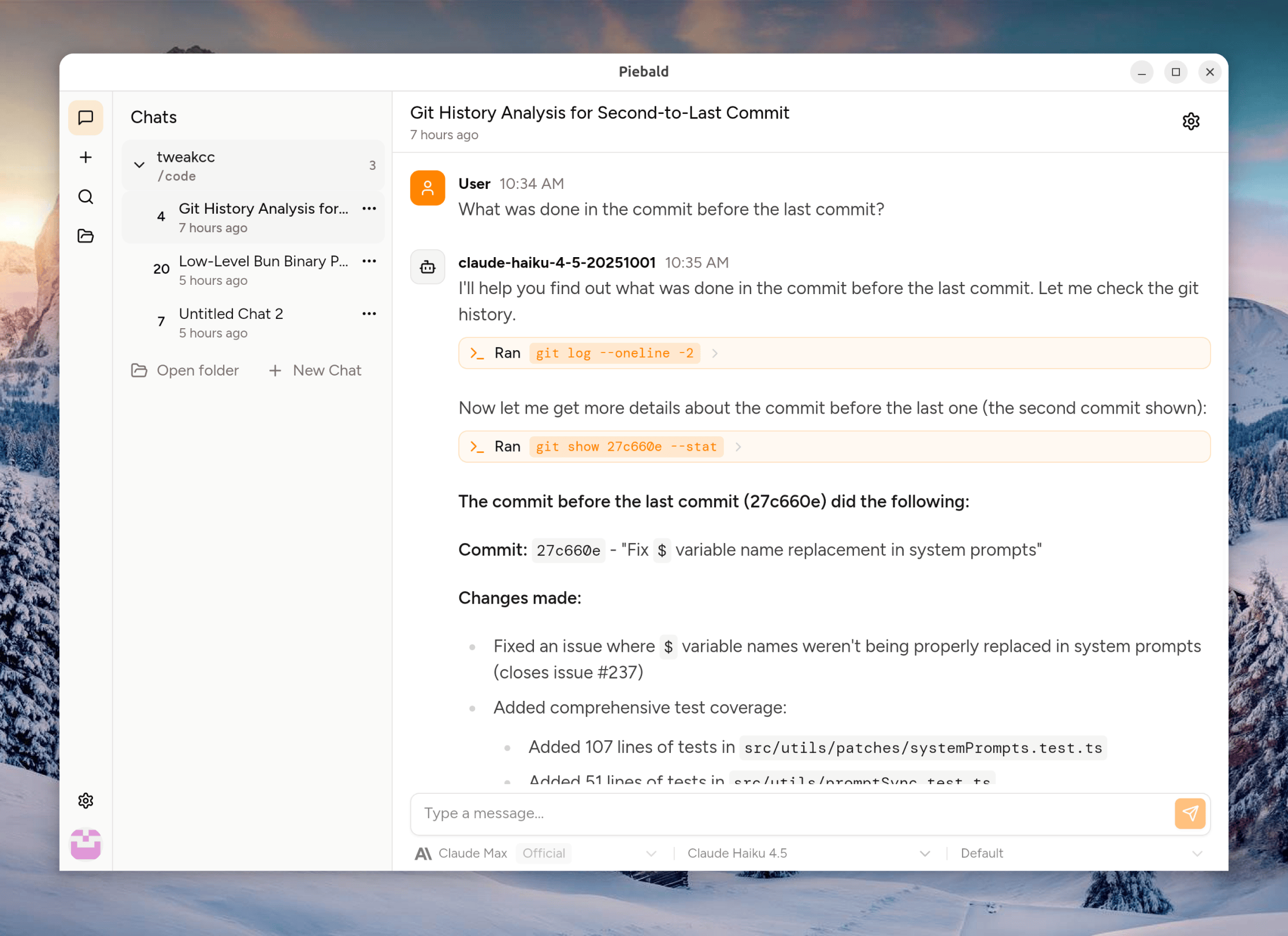 Piebald v0.1.0 in light mode.