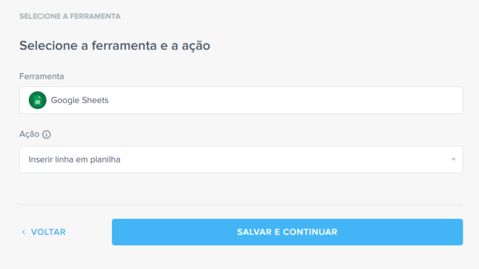 Seleção do Google Sheets