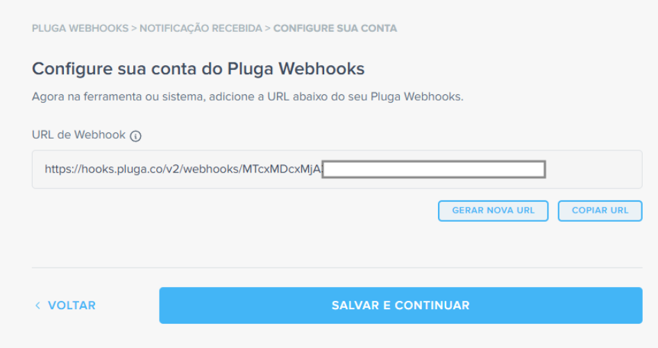 URL do Webhook na Pluga