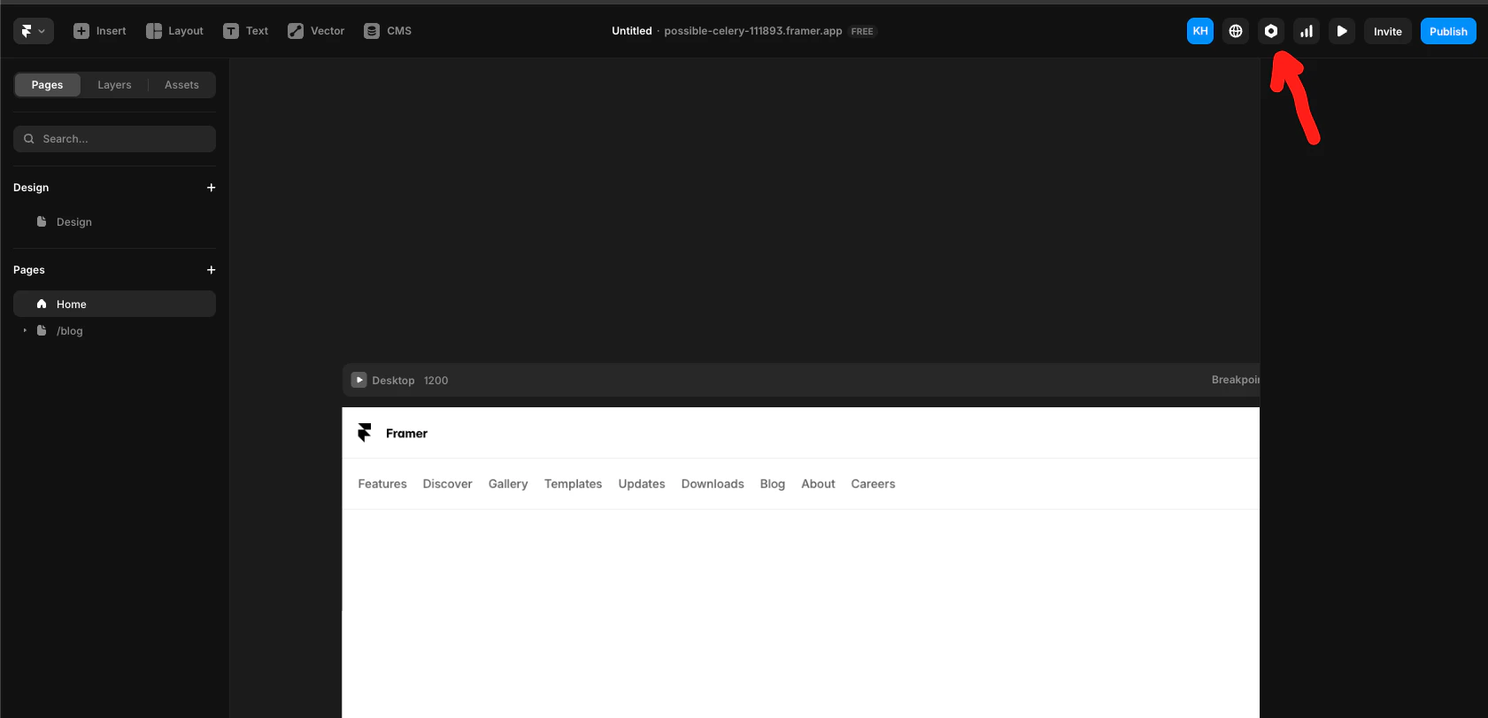 Framer settings gear icon