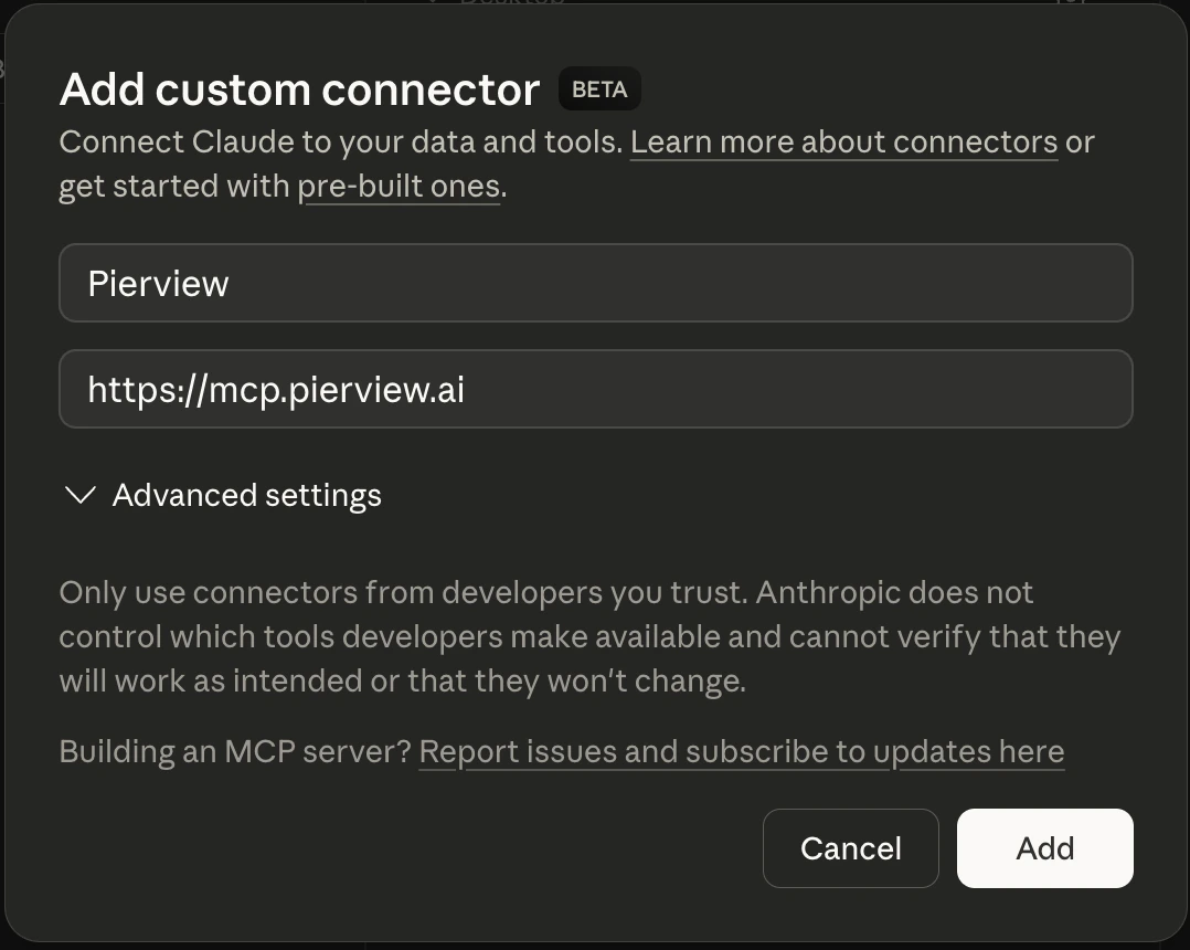 Claude Desktop MCP connector