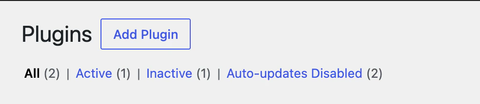 Plugins page with Add Plugin button