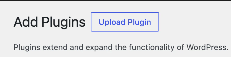 Add Plugins page with Upload Plugin button